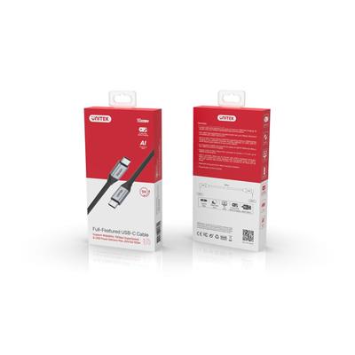 UNITEK Human Friendly USB-C 100W PD snellaadkabel met 4K @60Hz en 10Gbps gegevens (USB 3.2 Gen2) C14082ABK Power Delivery 100W USB SuperSpeed + Quick Charge zwart