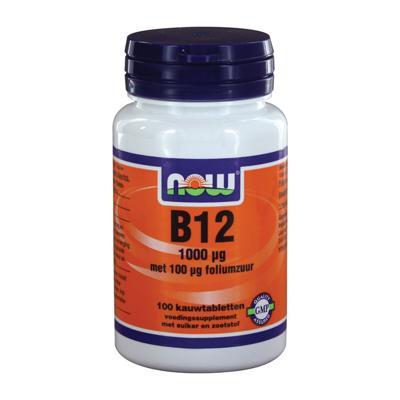 NOW B12 1000mcg en Foliumzuur Kauwtabletten