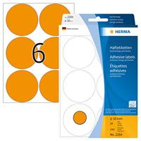 Etiket HERMA 2284 rond 50mm fluor oranje 144 etiketten - thumbnail