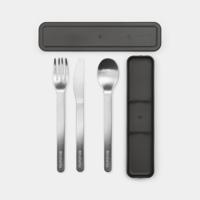 Brabantia Make & Take bestekset 3 delig mes vork en lepel dark grey - thumbnail