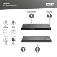 Digitus DS-55338 8 + 1 poorten HDMI-splitter LED-weergave, Met status-LEDs, Met metalen behuizing, Individueel schakelbaar, Ultra HD-geschikt 3840 x 2160 Pixel - thumbnail