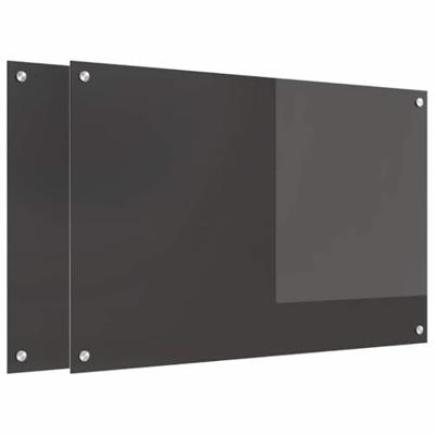 VidaXL Keuken spatscherm 2 pcs donkergrijs 90 x 60 cm gehard glas VidaXL Keuken spatscherm 2 pcs donkergrijs 90 x 60 cm gehard glas