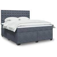 Boxspring met matras fluweel donkergrijs 180x200 cm - thumbnail