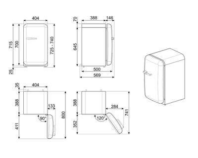 Smeg FAB5RWH6 Mini-koelkast Wit