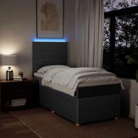 Boxspring met matras stof donkergrijs 90x190 cm - thumbnail