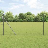 VidaXL Afrasteringspaal grijs 10 x 1,4 m (50 mm gaas) staal en pvc - thumbnail