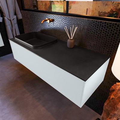 Badkamermeubelset Mondiaz Erin 120 cm met 1 Lade met RIDGE Wastafel Links Urban Zonder Kraangaten Greeploos Mat Clay