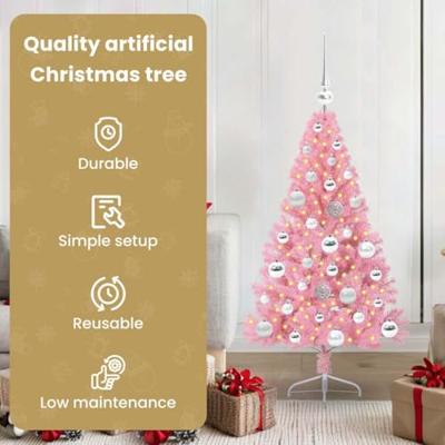 VidaXL Kunstmatig voorverlicht kerstboom met 150 led roze 120 cm pvc