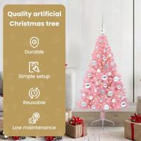 VidaXL Kunstmatig voorverlicht kerstboom met 150 led roze 120 cm pvc - thumbnail