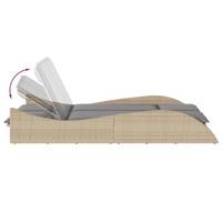 Ligbed met kussens 114x205x73 cm poly rattan beige - thumbnail