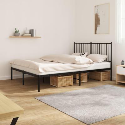 Bedframe met hoofdbord metaal zwart 140x200 cm Bedframe met hoofdbord metaal zwart 140x200 cm