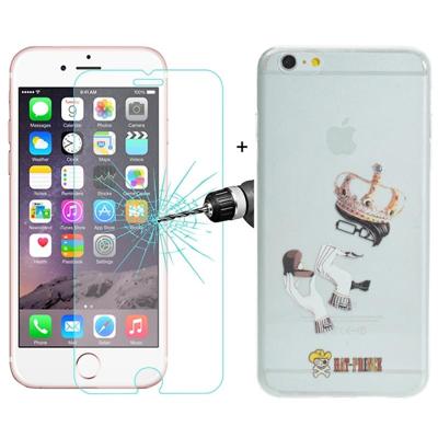 ENKAY Hat-Prince 2 in 1 creatieve karakter patroon transparant TPU beschermende Case + 0 26 mm 9 H + oppervlaktehardheid 2.5D Explosieveilig Tempered