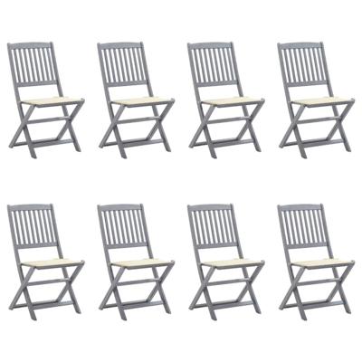 Tuinstoelen 8 st inklapbaar met kussens massief acaciahout