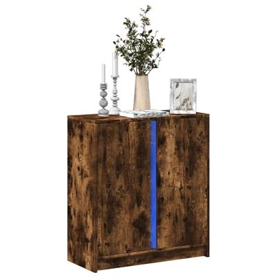 Dressoir met LED 77x34x85 cm bewerkt hout gerookt eikenkleurig Dressoir met LED 77x34x85 cm bewerkt hout gerookt eikenkleurig