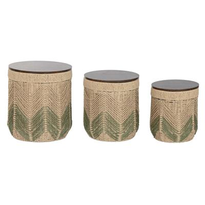 Set van 3 tafels Home ESPRIT Bruin Groen 40 x 40 x 45 cm (3 Onderdelen)