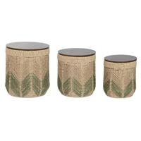 Set van 3 tafels Home ESPRIT Bruin Groen 40 x 40 x 45 cm (3 Onderdelen) - thumbnail