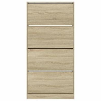 Schoenenkast met 4 klaplades 80x21x163,5 cm sonoma eikenkleurig