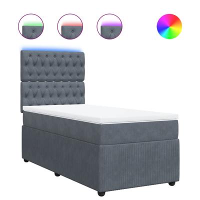 Boxspring met matras fluweel donkergrijs 90x200 cm