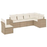 6-delige Loungeset met kussens poly rattan beige - thumbnail