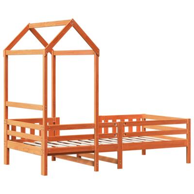 Bedframe met huisje massief grenenhout wasbruin 80x200 cm