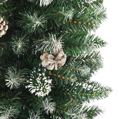 VidaXL Kunstmatige slanke kerstboom met 150 led groen en wit 150 cm