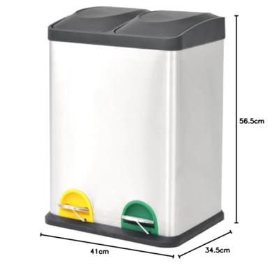 Pedaalemmer voor recycling 2x18 L roestvrij staal Pedaalemmer voor recycling 2x18 L roestvrij staal