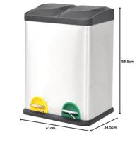 Pedaalemmer voor recycling 2x18 L roestvrij staal - thumbnail