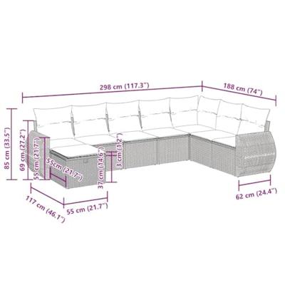 8-delige Loungeset met kussens poly rattan bruin