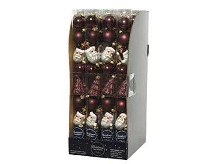Decoris Kerstballen glas figuur 6cm Mahonie 9st