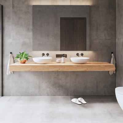 Wastafelblad Gliss Design Topdek 180x46 cm Ruw Gerookt Incl. 4 Ophangbeugels