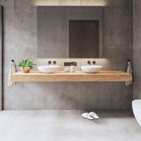 Wastafelblad Gliss Design Topdek 180x46 cm Ruw Gerookt Incl. 4 Ophangbeugels - thumbnail