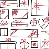 Duni 3-laags tissue servet gifts 33x33cm wit, rood 20 stuks - thumbnail