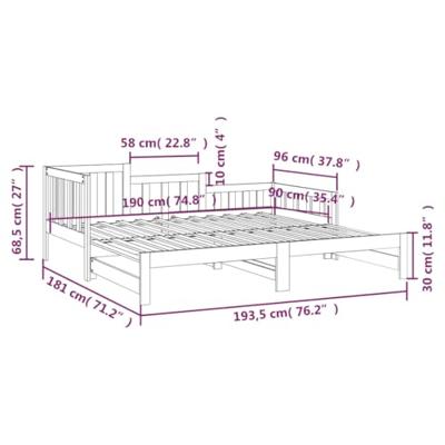 Slaapbank uitschuifbaar 2x(90x190) cm massief grenenhout wit - thumbnail