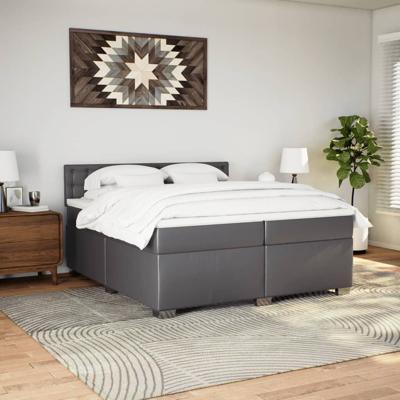 Boxspring met matras kunstleer grijs 200x200 cm