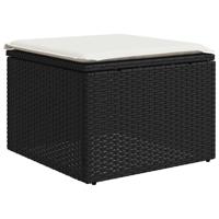 2-delige Loungeset met kussens poly rattan acacia zwart - thumbnail