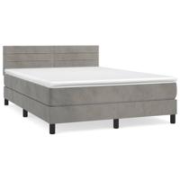 Boxspring met matras fluweel lichtgrijs 140x200 cm - thumbnail