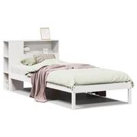 Bed met boekenkast zonder matras grenenhout wit 90x200 cm - thumbnail