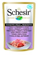 SCHESIR in jelly Tuna and chicken with ham - nat kattenvoer - 50 g - thumbnail