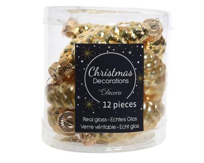 12 Glazen dennenappels 40 mm licht goud - Decoris
