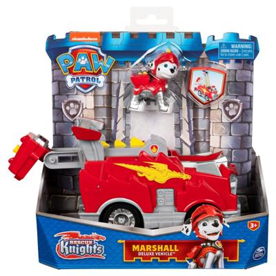 Paw Patrol Rescue Knights Marshall + Deluxe Voertuig Paw Patrol Rescue Knights Marshall + Deluxe Voertuig