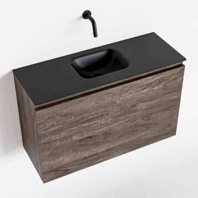 MONDIAZ OLAN 80cm toiletmeubel dark brown. LEX wastafel urban midden geen kraangat