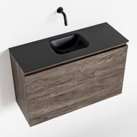 MONDIAZ OLAN 80cm toiletmeubel dark brown. LEX wastafel urban midden geen kraangat - thumbnail