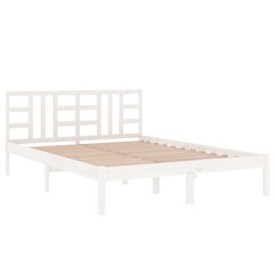 Bedframe massief hout wit 150x200 cm