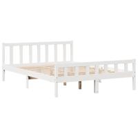 Bed met boekenkast zonder matras grenenhout wit 160x200 cm - thumbnail