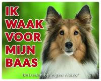 Shetland Sheepdog Waakbord - Ik waak voor Bruin - thumbnail