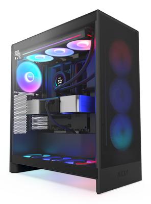NZXT h7 flow rgb (2024) midi tower behuizing (zwart | 2x usb-a | 1x usb-c | rgb | tempered glass)