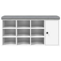 Schoenenbank 102x32x50 cm bewerkt hout wit - thumbnail