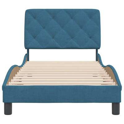 Bedframe met hoofdeinde fluweel blauw 100x200 cm