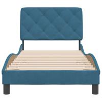 Bedframe met hoofdeinde fluweel blauw 100x200 cm - thumbnail