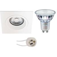 LED Spot Set - Pragmi Rodos Pro - GU10 Fitting - Inbouw Vierkant - Mat Wit - 93mm - Philips - MASTER 927 36D VLE - 4.9W - Warm Wit 2200K-2700K - DimTone Dimbaar - thumbnail